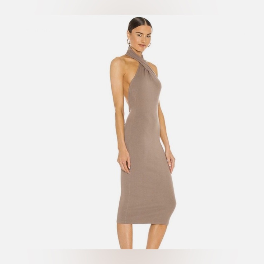 NBD Tan Halter Bodycon Dress Cocktail